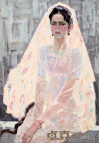 官其格 1981年作 塔塔尔少女 84×60cm